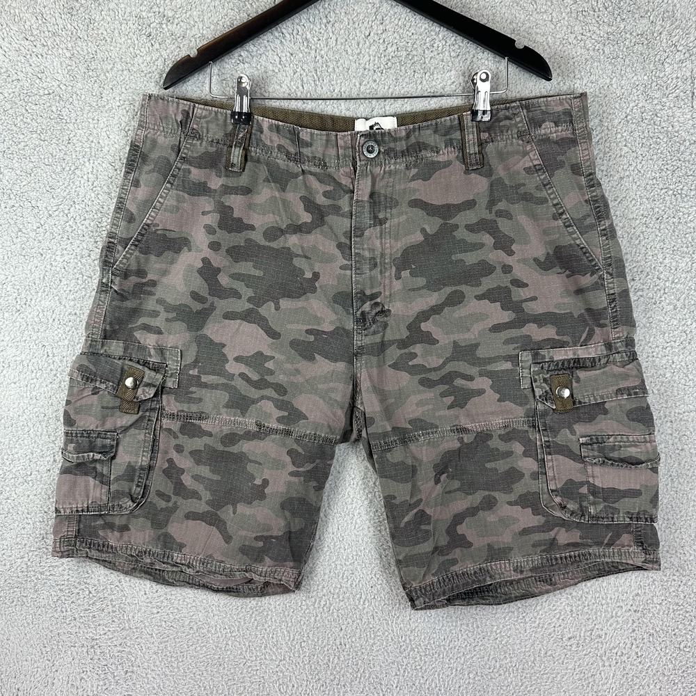 Old Mill Cargo Shorts Mens 38 Camo Camouflage Ripstop Multi Pocket Outdoor Rugby